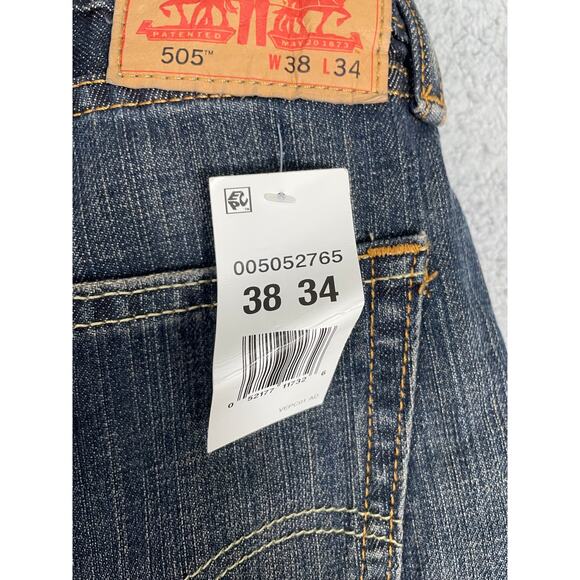 Levi’s‎ 505 Regular Fit Straight Leg Jeans 38x34 Men’s Blue Denim NWT - Picture 4 of 14